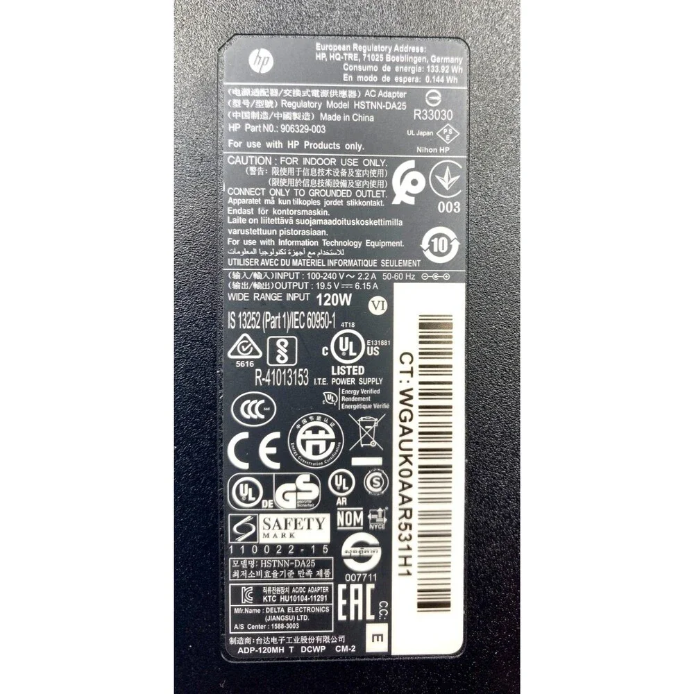 GENUINE OEM HP 120W AC Adapter 906329-001 HSTNN-LA25